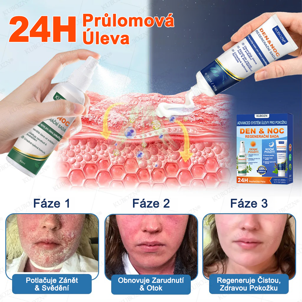⭐KUBOZN® Denní a noční regenerační systém pro psoriázu – 100% bez steroidů, dvojité řešení pro úlevu od plaků, šupinatění a svědění