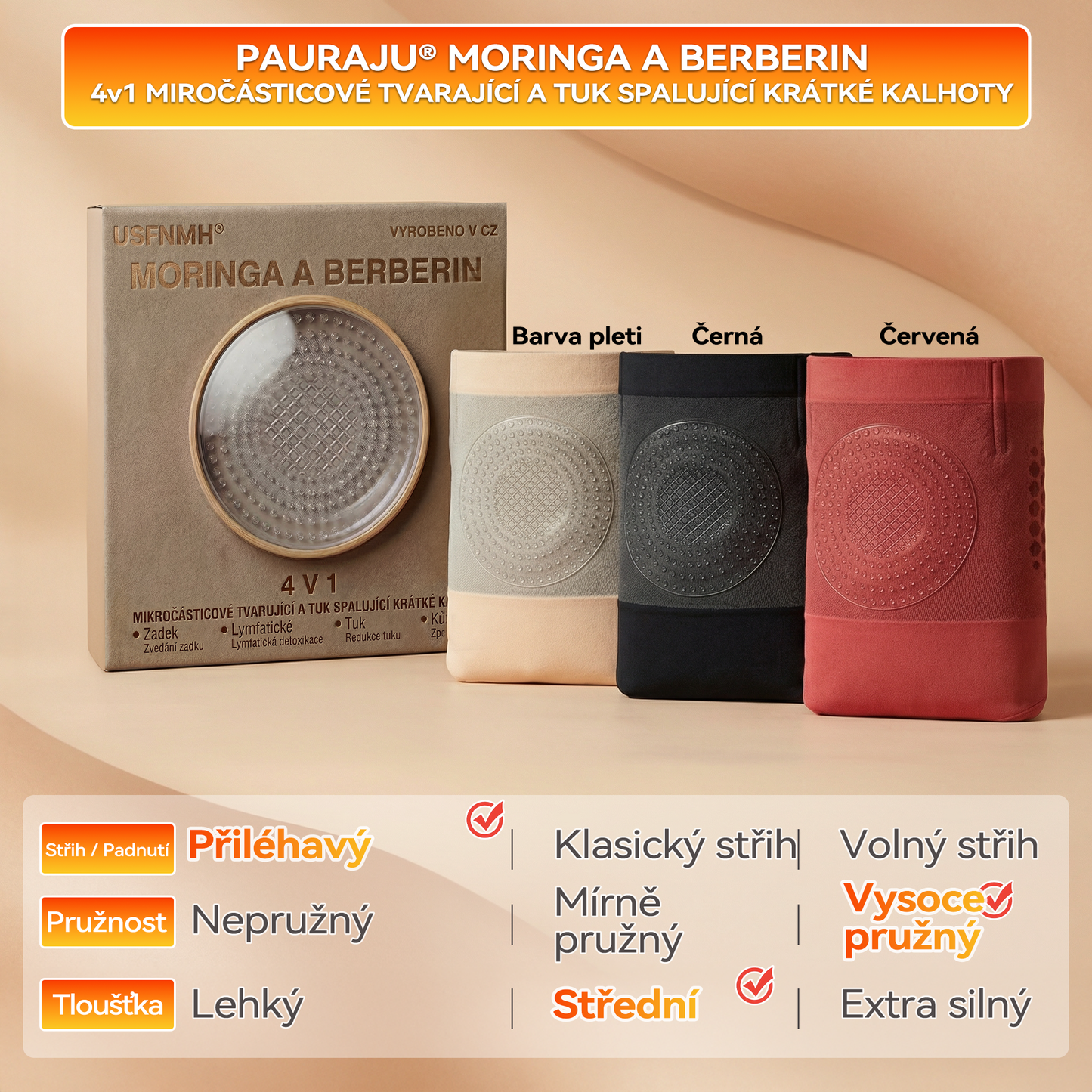 💎Oficiální značkový obchod 👙 PAURAJU® 2026 4v1 tvarující a spalující tuk šortky s mikročásticemi z moringy a berberinu