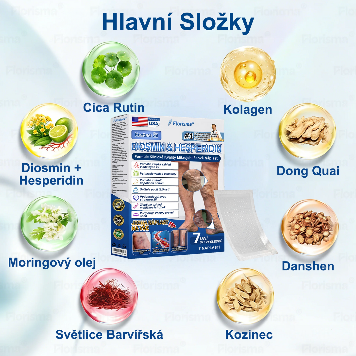 ✅FLORISMA® Klinická mikrojehličková náplast s diosminem a hesperidinem🌿 – zaměřená na křečové a metličkové žilky, pomáhá zmírnit pocit těžkých a unavených nohou